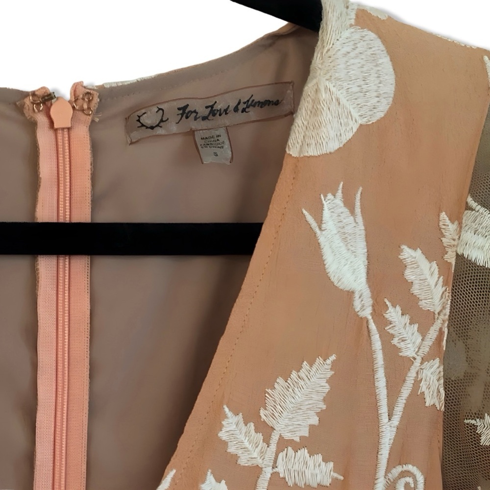 For Love and Lemons | Embroidered Plunge Mia Maxi Dress | Blush Peach Size S - Picture 10 of 14